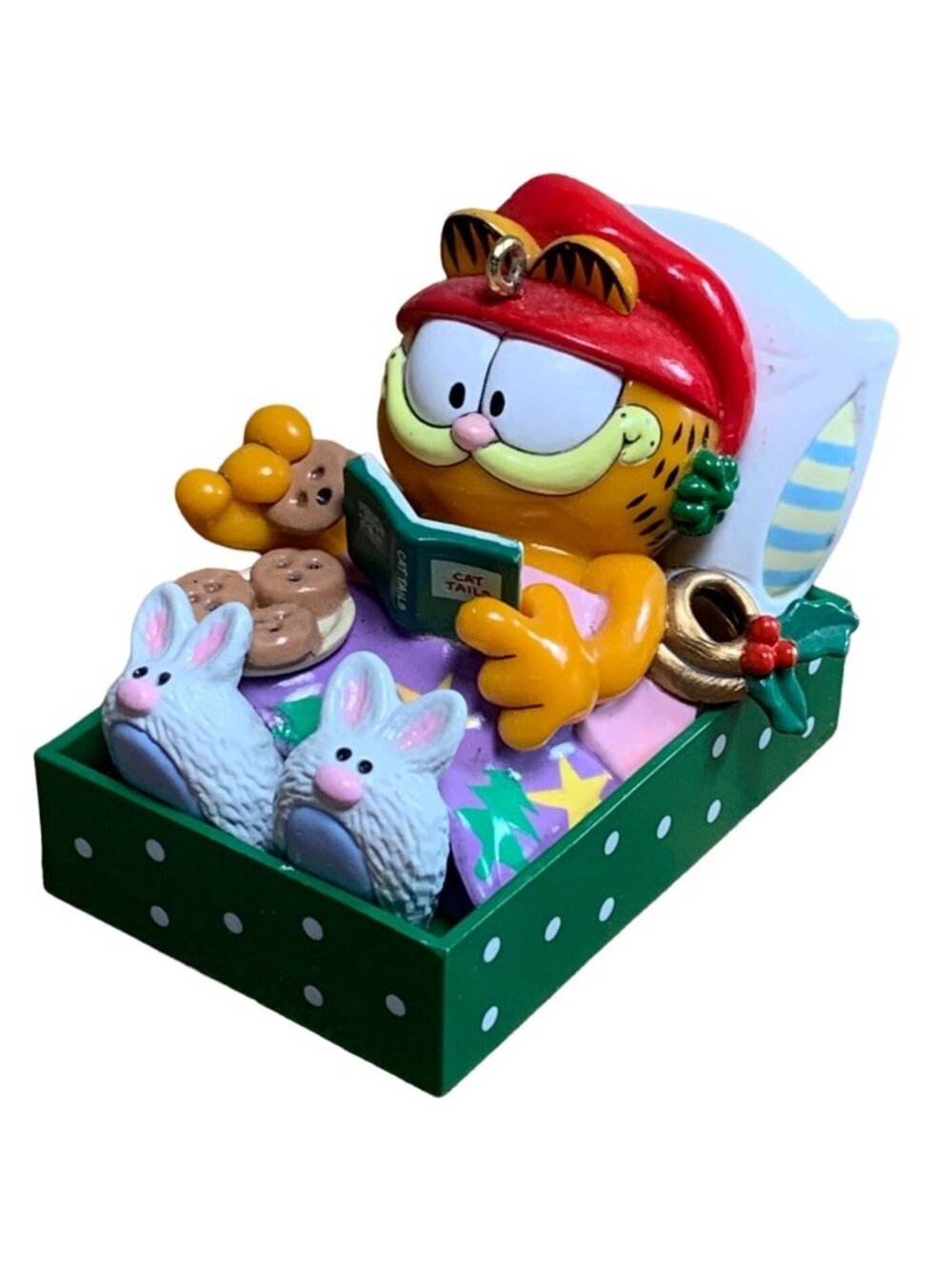 Vintage 1996 Garfield Holiday Cat Napping Christmas Enesco Ornament